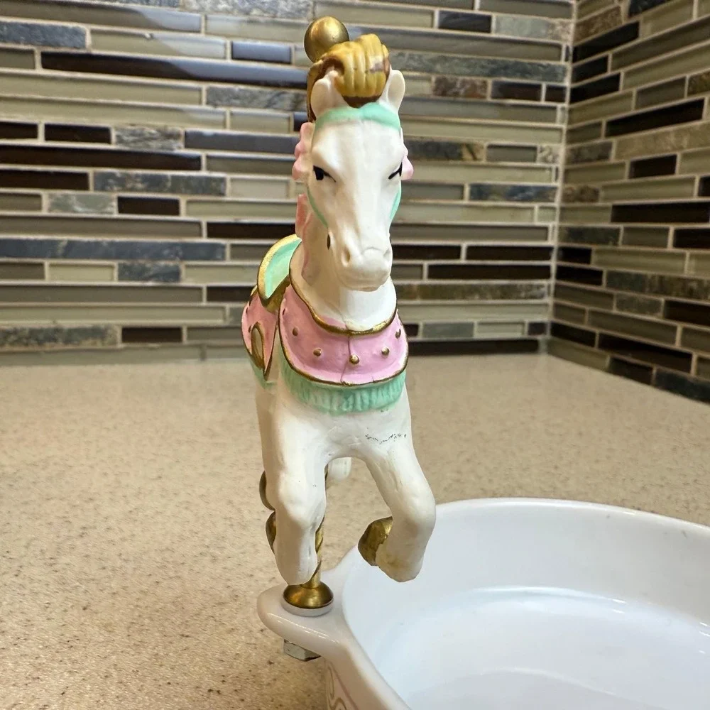 Vintage JSNY Carrousel Candy Dish Handpainted Carousel‎ Horse Trinket Bowl 9078